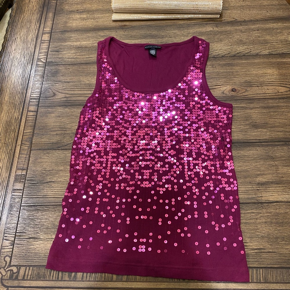 Magenta sequin tank top
